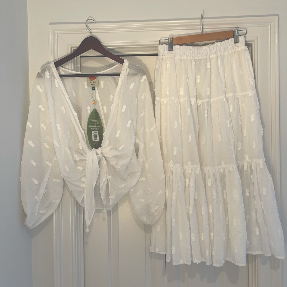 Farm Rio - Pineapple Tie Front Shirt + Skirt Set